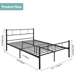 Black Metal Bed Frame 4Ft6 Double Modern Sturdy Alloy Steel - thumbnail 2