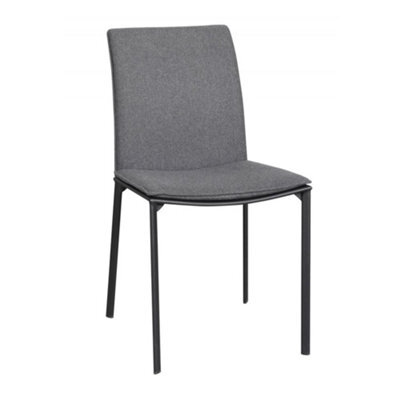 FWSTYLE Set Of 2 Charcoal Fabric Dining Chairs With Black Metal Legs - image 1