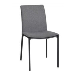 FWSTYLE Set Of 2 Charcoal Fabric Dining Chairs With Black Metal Legs - thumbnail 1