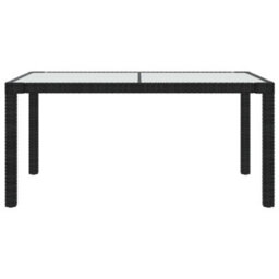 Berkfield Garden Table 150X90X75 Cm Tempered Glass And Poly Rattan Black - thumbnail 3