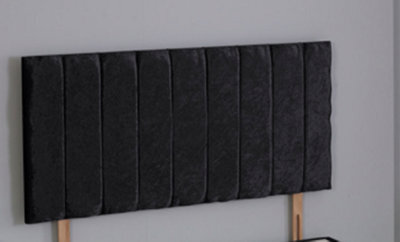 Comfy Deluxe 4Ft Small Double 26Inch Black Crush Velvet 9 Panel Headboard
