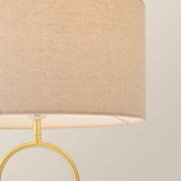 Valuelights Rachel Brushed Gold Arch Marble Base Table Lamp With Natural Lamp Shade - thumbnail 4