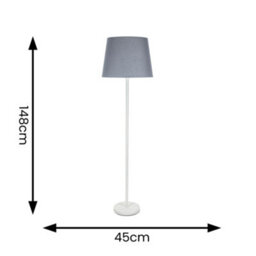 Valuelights Charles White Floor Lamp With Grey Tapered Shade - thumbnail 6