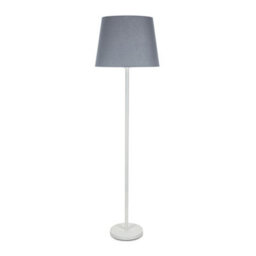 Valuelights Charles White Floor Lamp With Grey Tapered Shade - thumbnail 2