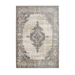 Melrose Traditional Design Grey Metallic Effect Large Indoor Area Rug 160/230Cm - thumbnail 4