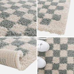 Sweeek - Light Blue And Cream Checkerboard Interior Rug Taylor 170X120X3 Cm - thumbnail 2