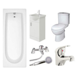 Veebath Rosina 1700mm Bath, Vanity Unit & Toilet Bathroom Suite - thumbnail 1