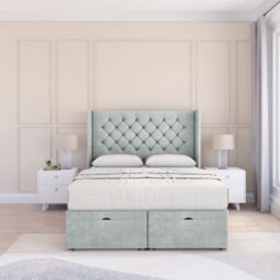 "Sloomy Dior Silver Naples 2Ft6 Ottoman Bed End Opening With Sprung Memory Mattress & 54"" Headboard-Small Single" - thumbnail 2