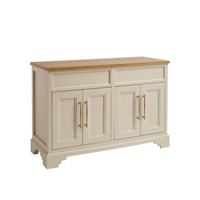 Homestylestore Antique White And Oak 1210mm Bathroom Vanity Unit And Brushed Brass T Bar Handles - image 1