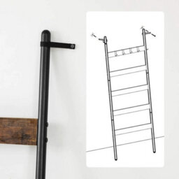Towel Rack Wooden Blanket Ladder Shelf Vintage Bathroom Towel Stand - thumbnail 5