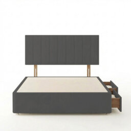 Adore Designs Portland Plush Velvet Divan Bed, Headboard - 6Ft Super King - Grey - 2 Drawers Same Side - thumbnail 3