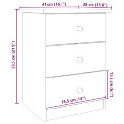 Berkfield Bedside Cabinet Alta White 41X35X55.5 Cm Solid Wood Pine - thumbnail 8