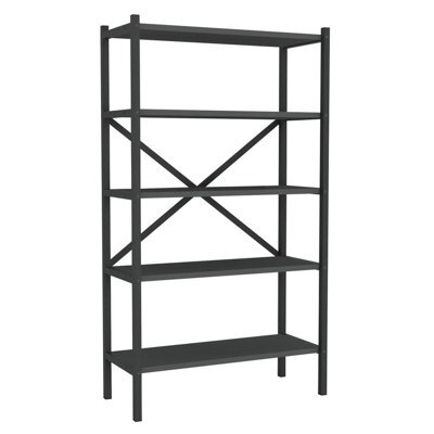 Urbn-Living Urbnliving 121Cm Height 5-Shelf Anthracite Wooden Bookcase With Metal Frame Home Décor Storage And Shelving Unit - image 1