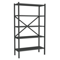 Urbn-Living Urbnliving 121Cm Height 5-Shelf Anthracite Wooden Bookcase With Metal Frame Home Décor Storage And Shelving Unit - thumbnail 1