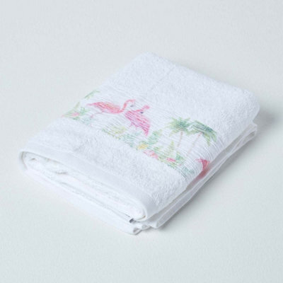 Homescapes White Flamingo Hand Towel - image 1