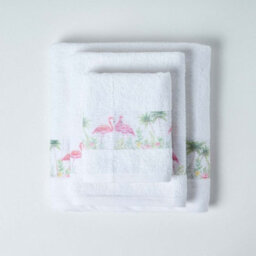 Homescapes White Flamingo Hand Towel - thumbnail 2