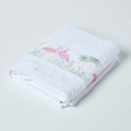 Homescapes White Flamingo Hand Towel - thumbnail 1