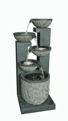 Outdoor Living UK 5 Bowl Textured Granite Contemporary Water Feature Without Cover