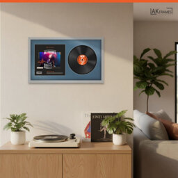 "30X17"" Light Grey Modern Vinyl Record Frame With Pompadour Mount For 12 Inch Lp Album Cover & Disc - Ak Frames" - thumbnail 5