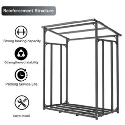 Living And Home Firewood Rack Holder Metal Log Storage Store With Pe Cover 6 X 2 Ft - thumbnail 4