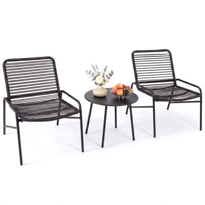 Gainoom 3 Piece Patio Bistro Set Rattan Chairs Outdoor Wicker Conversation Set Patio Furniture With Side Table - image 1
