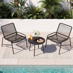 Gainoom 3 Piece Patio Bistro Set Rattan Chairs Outdoor Wicker Conversation Set Patio Furniture With Side Table - thumbnail 4