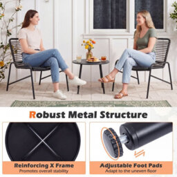 Gainoom 3 Piece Patio Bistro Set Rattan Chairs Outdoor Wicker Conversation Set Patio Furniture With Side Table - thumbnail 6
