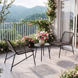 Gainoom 3 Piece Patio Bistro Set Rattan Chairs Outdoor Wicker Conversation Set Patio Furniture With Side Table - thumbnail 3