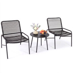 Gainoom 3 Piece Patio Bistro Set Rattan Chairs Outdoor Wicker Conversation Set Patio Furniture With Side Table - thumbnail 1