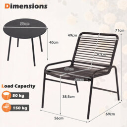 Gainoom 3 Piece Patio Bistro Set Rattan Chairs Outdoor Wicker Conversation Set Patio Furniture With Side Table - thumbnail 2