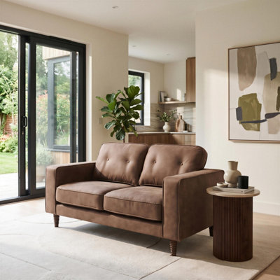Furniturebox Uk Jasper Brown Faux Leather 2 Seater Sofa - image 1