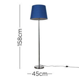 Valuelights Charles Chrome Floor Lamp With Navy Tapered Shade And Bulb - thumbnail 7