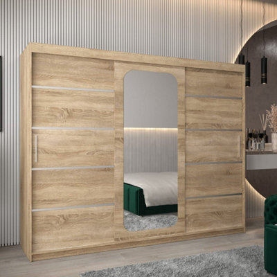 Arte Functional Oak Sonoma Uppsala V2 Sliding Door Wardrobe 250Cm - Customisable Large-Capacity Storage - image 1