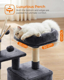 Songmics Compact Cat House, Cozy Condo With Interactive Pompom Features, Smoky Grey - thumbnail 4