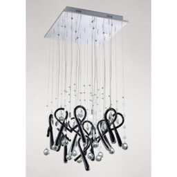 Luminosa Lighting Luminosa Class Pendant Square 10 Light G4 Polished Chrome/black Glass/crystal, Not Led/cfl Compatible - thumbnail 2