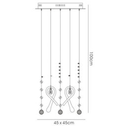 Luminosa Lighting Luminosa Class Pendant Square 10 Light G4 Polished Chrome/black Glass/crystal, Not Led/cfl Compatible - thumbnail 4