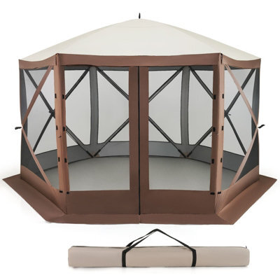 Costway 350 X 230 Cm Pop-Up Gazebo Tent Outdoor Canopy Sun Shelter-Coffee - image 1