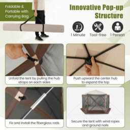 Costway 350 X 230 Cm Pop-Up Gazebo Tent Outdoor Canopy Sun Shelter-Coffee - thumbnail 6
