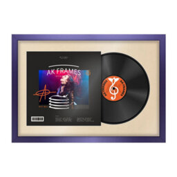 "AK Frames 25X17"" Purple Sleek Vinyl Record Frame With Ivory Mount For 12 Inch Lp Cover & Disc - Overlapped Design" - thumbnail 1