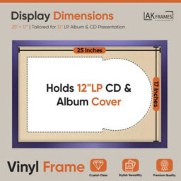 "AK Frames 25X17"" Purple Sleek Vinyl Record Frame With Ivory Mount For 12 Inch Lp Cover & Disc - Overlapped Design" - thumbnail 2