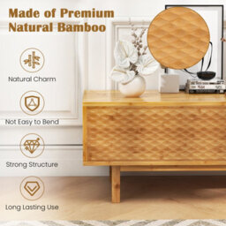 "Gainoom 63"" Bamboo Tv Stand Home Mid Century Storage Cabinet Elegant Console Table" - thumbnail 5