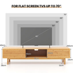 "Gainoom 63"" Bamboo Tv Stand Home Mid Century Storage Cabinet Elegant Console Table" - thumbnail 2