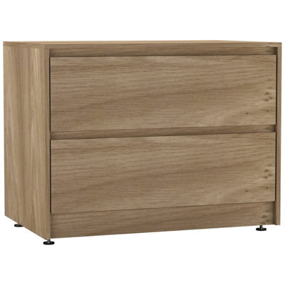 Urbn-Living Urbnliving 60Cm Height 2 Drawer Oak Chest Dresser Sideboard Storage Cabinet Unit W/ Adjustable Feet Bedroom - image 1