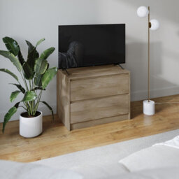 Urbn-Living Urbnliving 60Cm Height 2 Drawer Oak Chest Dresser Sideboard Storage Cabinet Unit W/ Adjustable Feet Bedroom - thumbnail 2