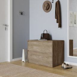 Urbn-Living Urbnliving 60Cm Height 2 Drawer Oak Chest Dresser Sideboard Storage Cabinet Unit W/ Adjustable Feet Bedroom - thumbnail 4