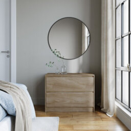 Urbn-Living Urbnliving 60Cm Height 2 Drawer Oak Chest Dresser Sideboard Storage Cabinet Unit W/ Adjustable Feet Bedroom - thumbnail 3