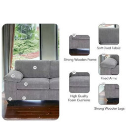 Sofa Scene Amalfi Corner Sofa Suite, Left And Right Hand Chaise, Grey Jumbo Cord - thumbnail 5