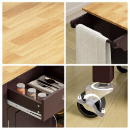 Costway Kitchen Island Rolling Storage Trolley Cart Cupboard 2 Doors Mobile Cabinet W/ 2 Drawers - thumbnail 9