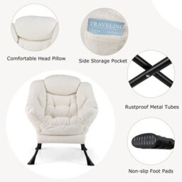 Costway Lazy Chair With Ottoman Modern Accent Chair With Folding Footrest - thumbnail 7