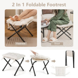 Costway Lazy Chair With Ottoman Modern Accent Chair With Folding Footrest - thumbnail 6